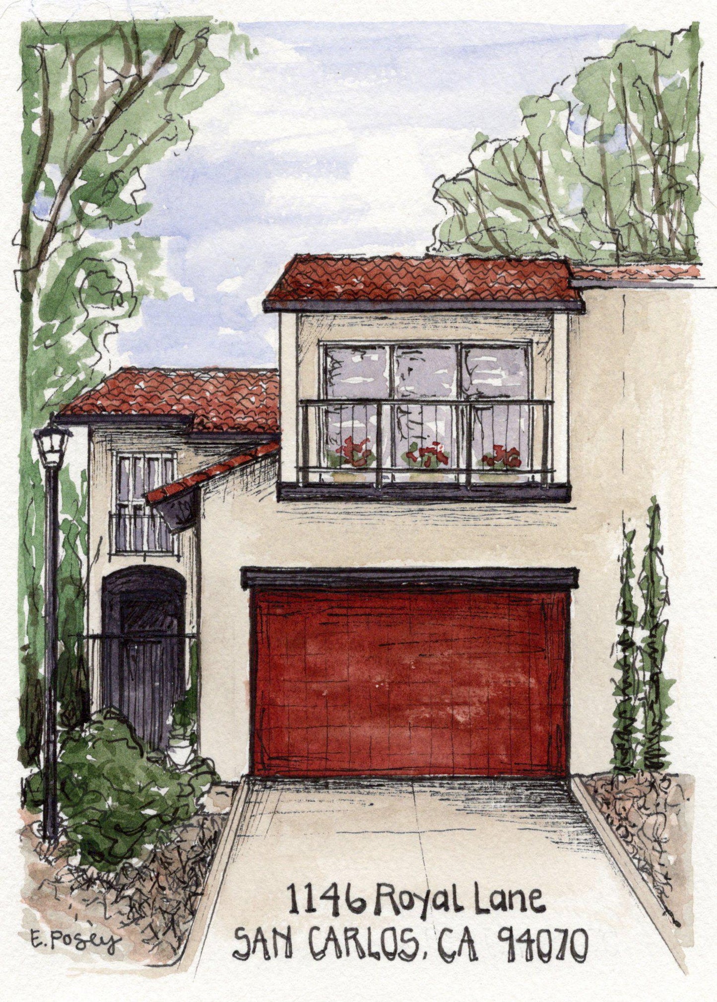 Watercolor Custom House Portrait | Hand Painted from Photo