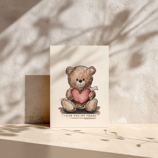 Valentine's Greeting Cards | Watercolor Teddy Bear