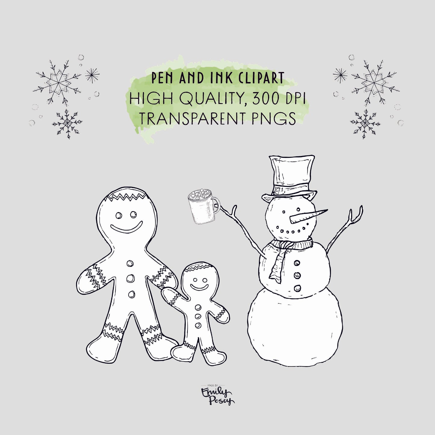 Holiday Clip Art Bundle | Hand-Drawn Pen and Ink Doodles