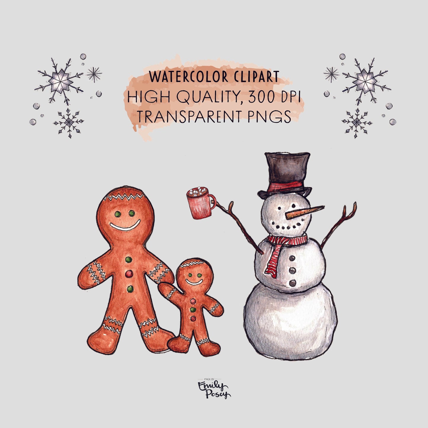 Holiday Clip Art Bundle | Hand-Painted Watercolors