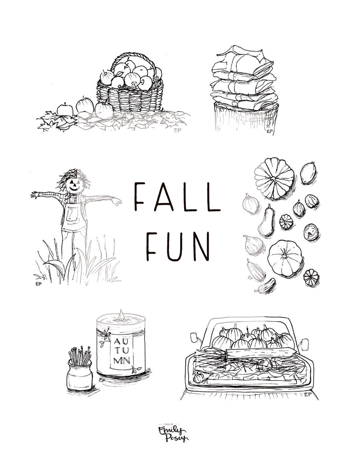 Printable Autumn Coloring Sheet Bundles | Digital Download