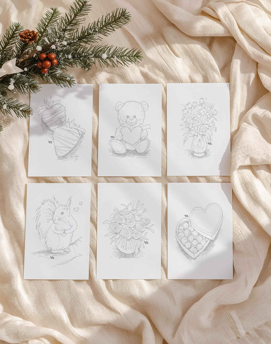 Paintable Greeting Cards | Valentine's Doodles