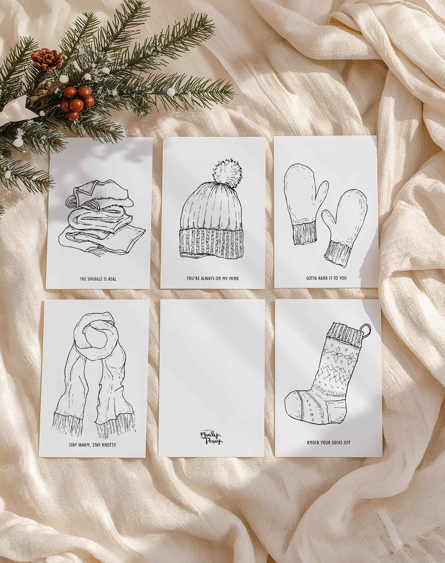 Printable Holiday Greeting Cards | Pen and Ink | Color Your Own