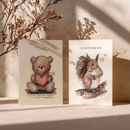 Greeting Cards | Valentine's Watercolor Animals