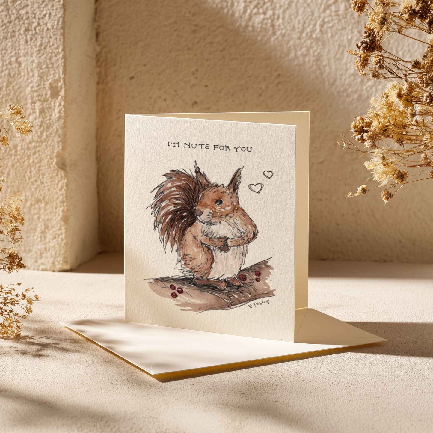 Valentine's Greeting Cards | Watercolor Squirrel