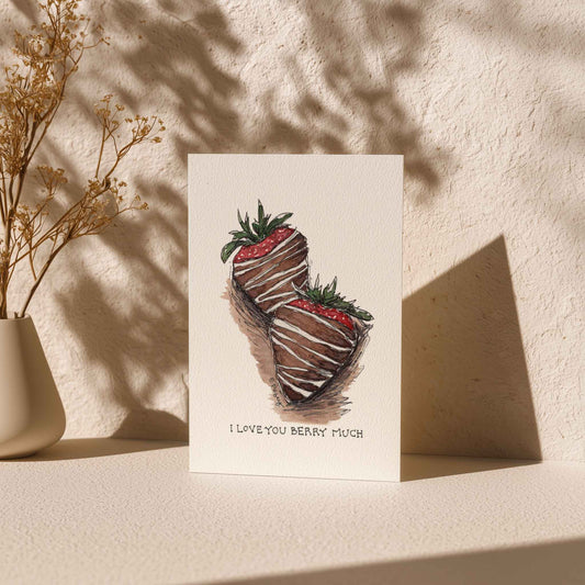 Valentine's Greeting Cards | Watercolor Strawberries