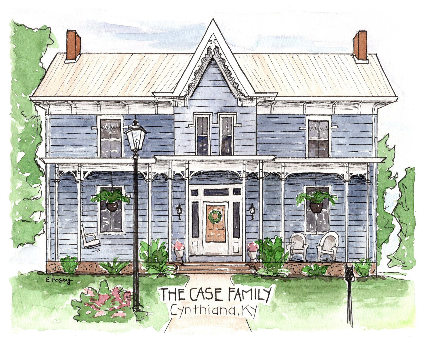 Watercolor Custom House Portrait | Hand Painted from Photo