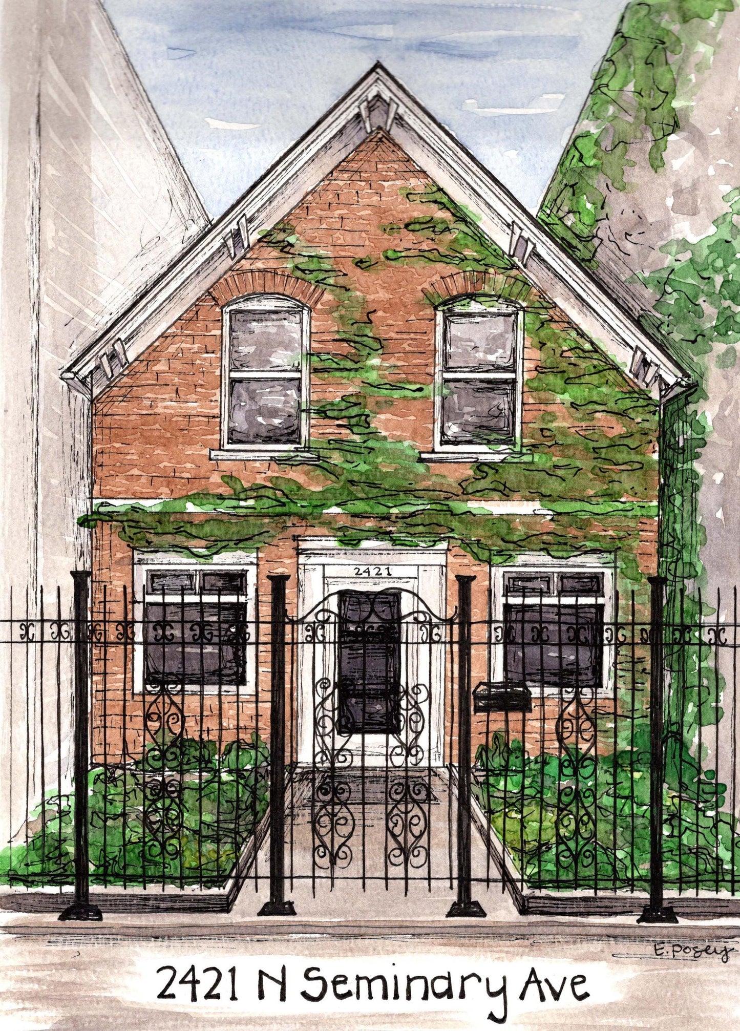 Watercolor Custom House Portrait | Hand Painted from Photo
